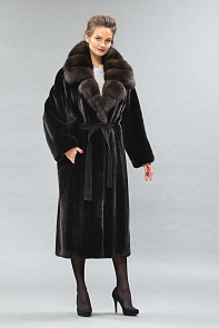 Пальто из норки Blackglama с воротником соболь
